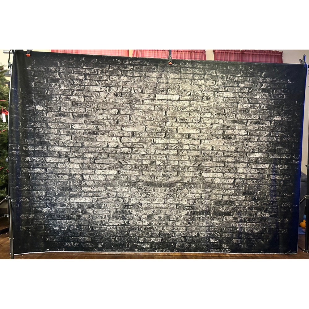 Black Brick Wall KATE Photography Microfiber Backdrop Size 7'x5' Pole Hole
